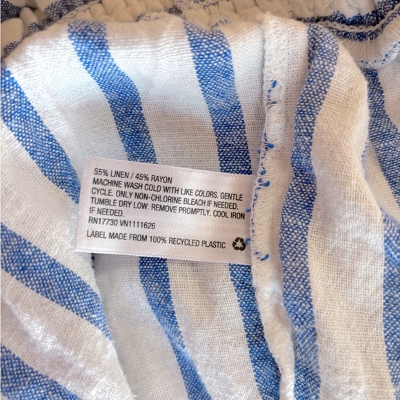 AVA & VIV Linen Viscose Blue and White Striped Shorts - Picture 6 of 8